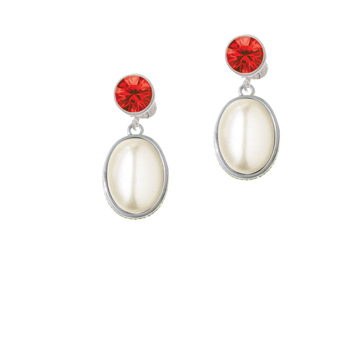 Small Cream Imitation Pearl Crystal Clip On Earrings Image 4