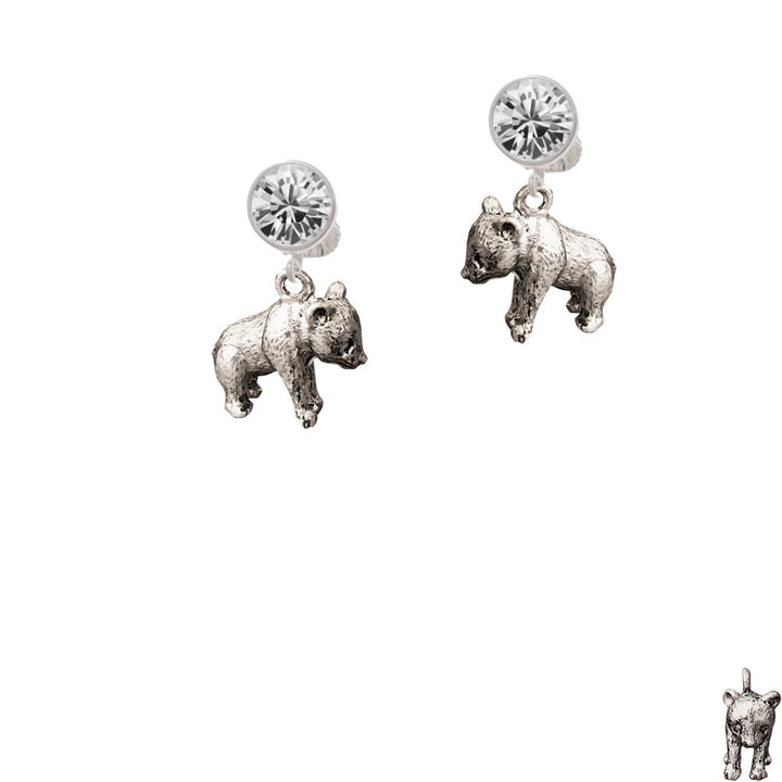 Panda Bear Standing Crystal Clip On Earrings Image 2