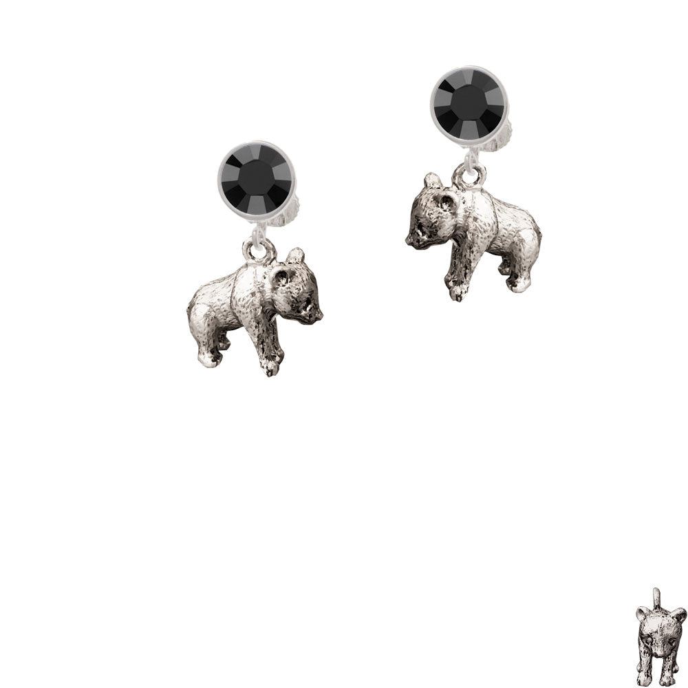 Panda Bear Standing Crystal Clip On Earrings Image 3