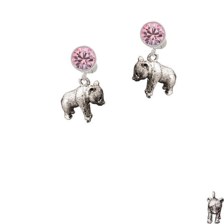 Panda Bear Standing Crystal Clip On Earrings Image 1