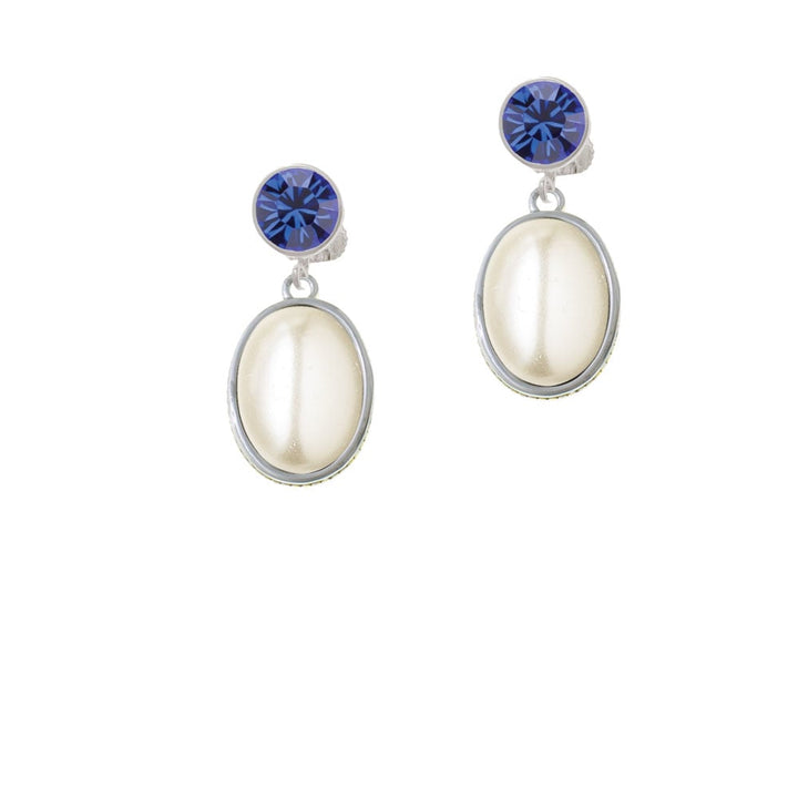 Small Cream Imitation Pearl Crystal Clip On Earrings Image 7