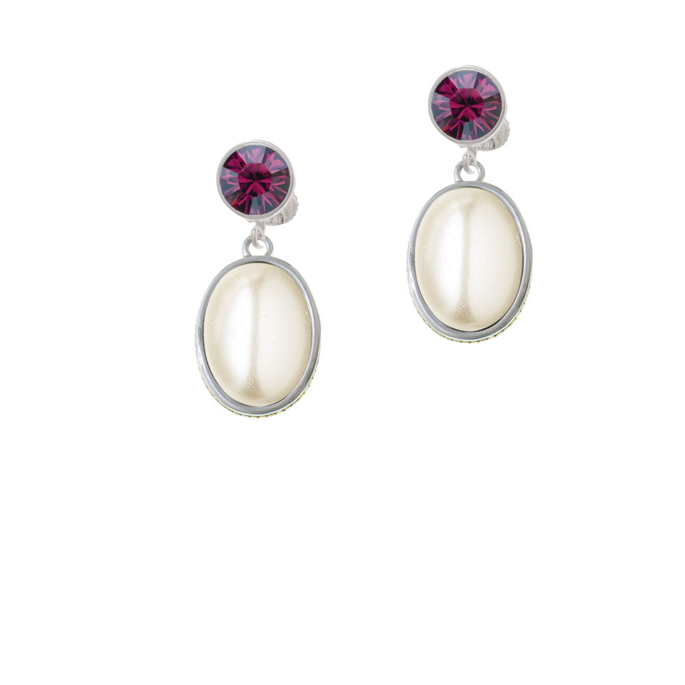 Small Cream Imitation Pearl Crystal Clip On Earrings Image 8