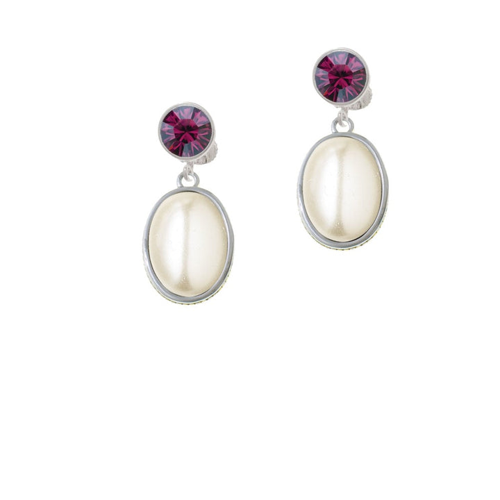 Small Cream Imitation Pearl Crystal Clip On Earrings Image 1