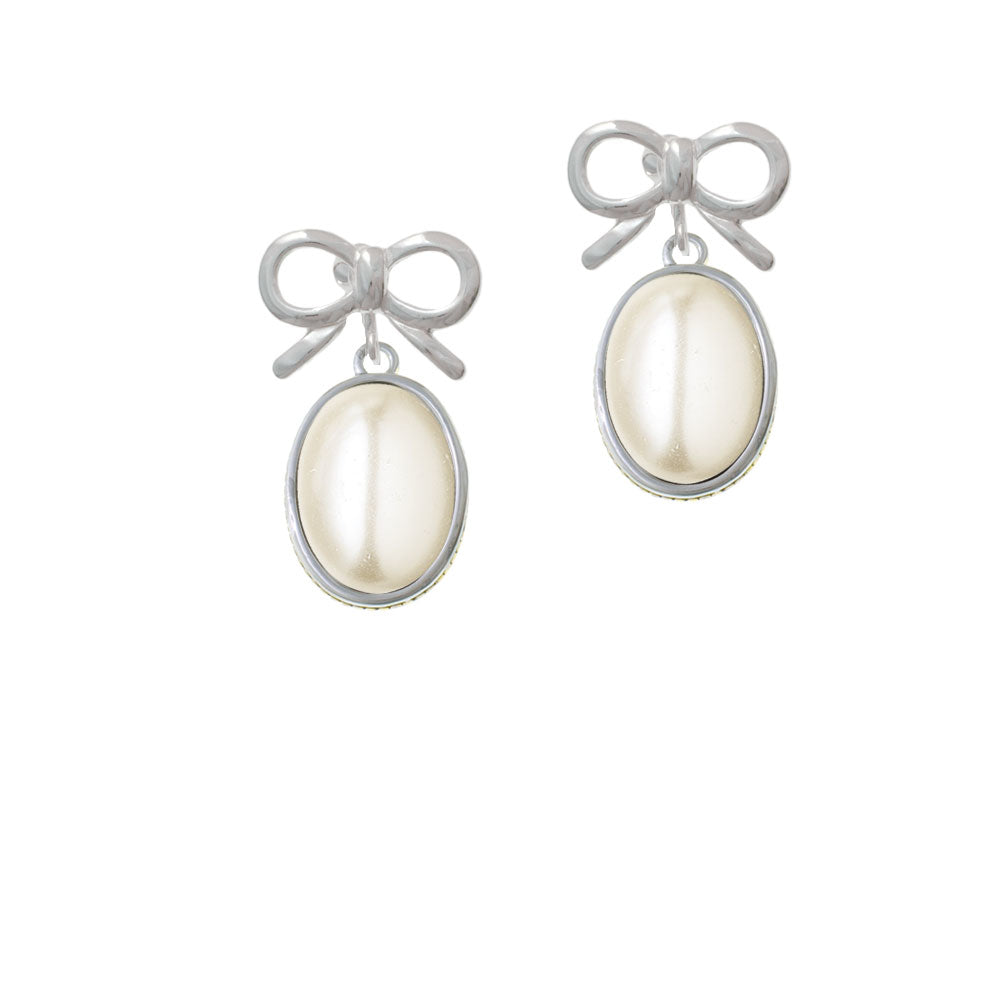 Small Cream Imitation Pearl Crystal Clip On Earrings Image 9