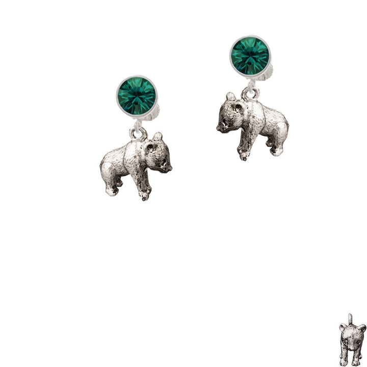 Panda Bear Standing Crystal Clip On Earrings Image 6