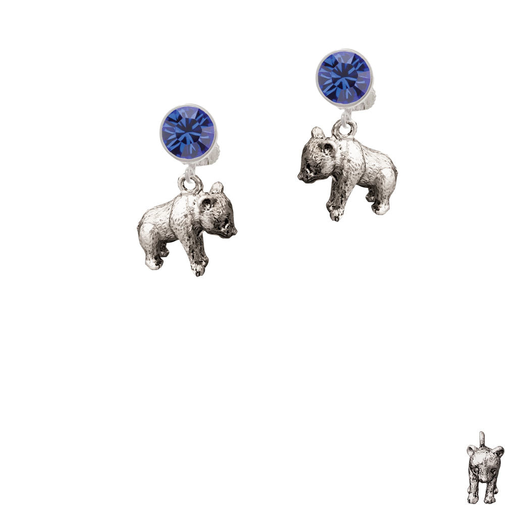 Panda Bear Standing Crystal Clip On Earrings Image 7