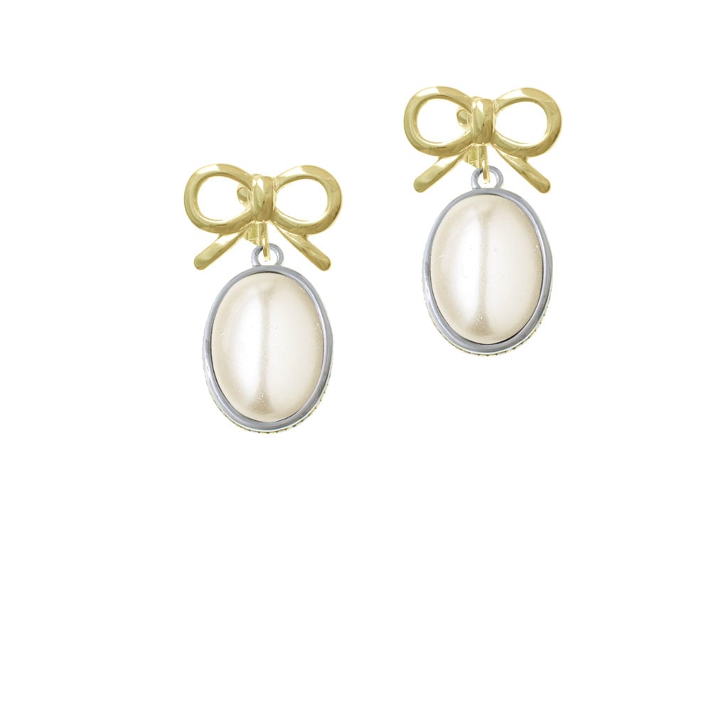 Small Cream Imitation Pearl Crystal Clip On Earrings Image 10