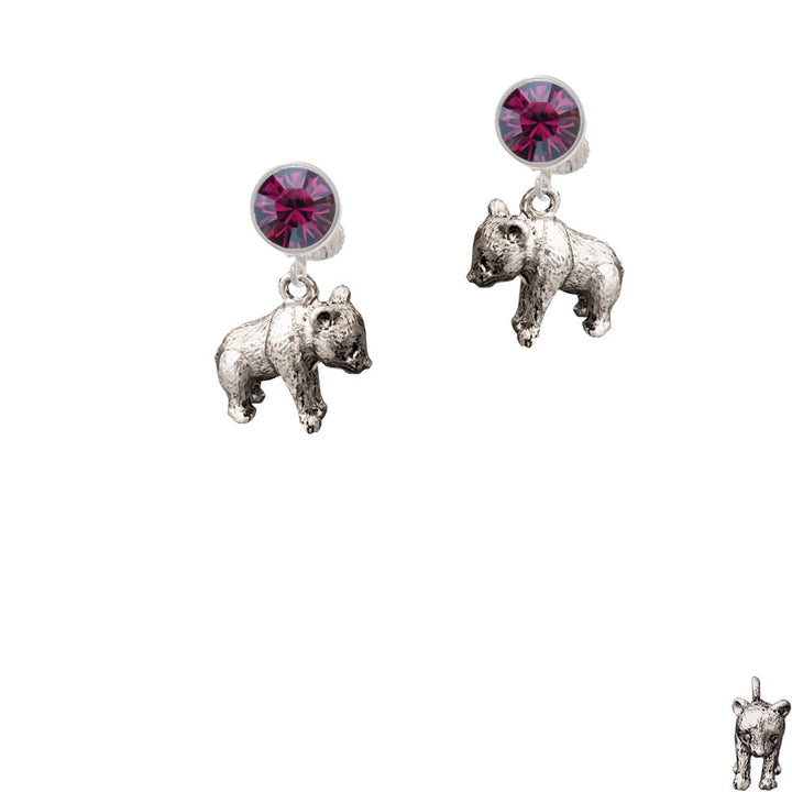 Panda Bear Standing Crystal Clip On Earrings Image 8