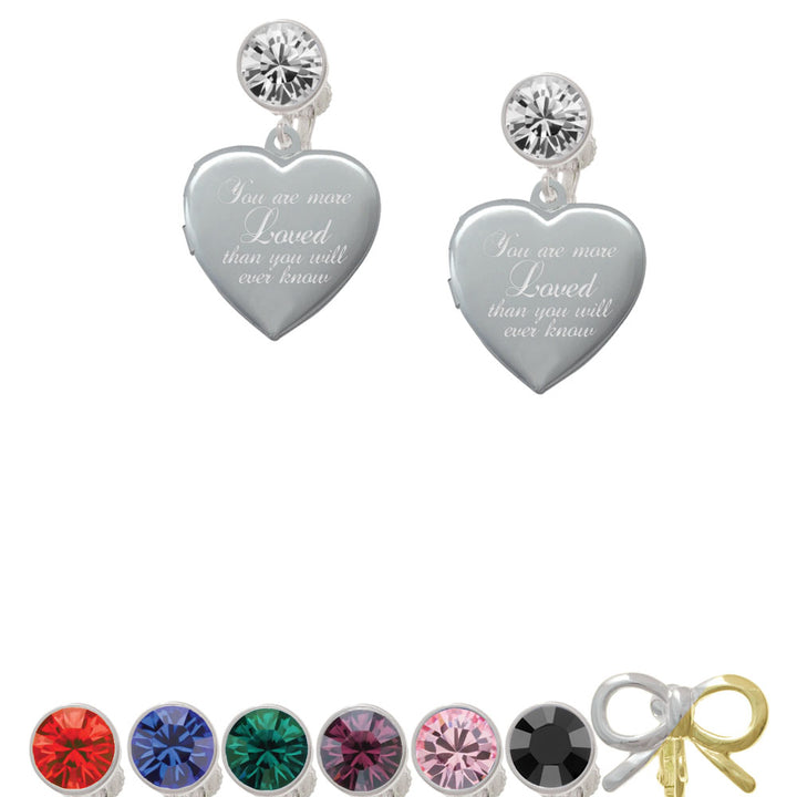 You Are More Loved Engraved Locket Crystal Clip On Earrings Image 1