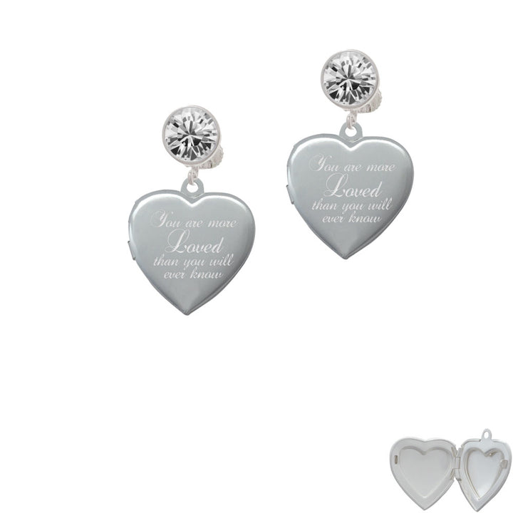 You Are More Loved Engraved Locket Crystal Clip On Earrings Image 2