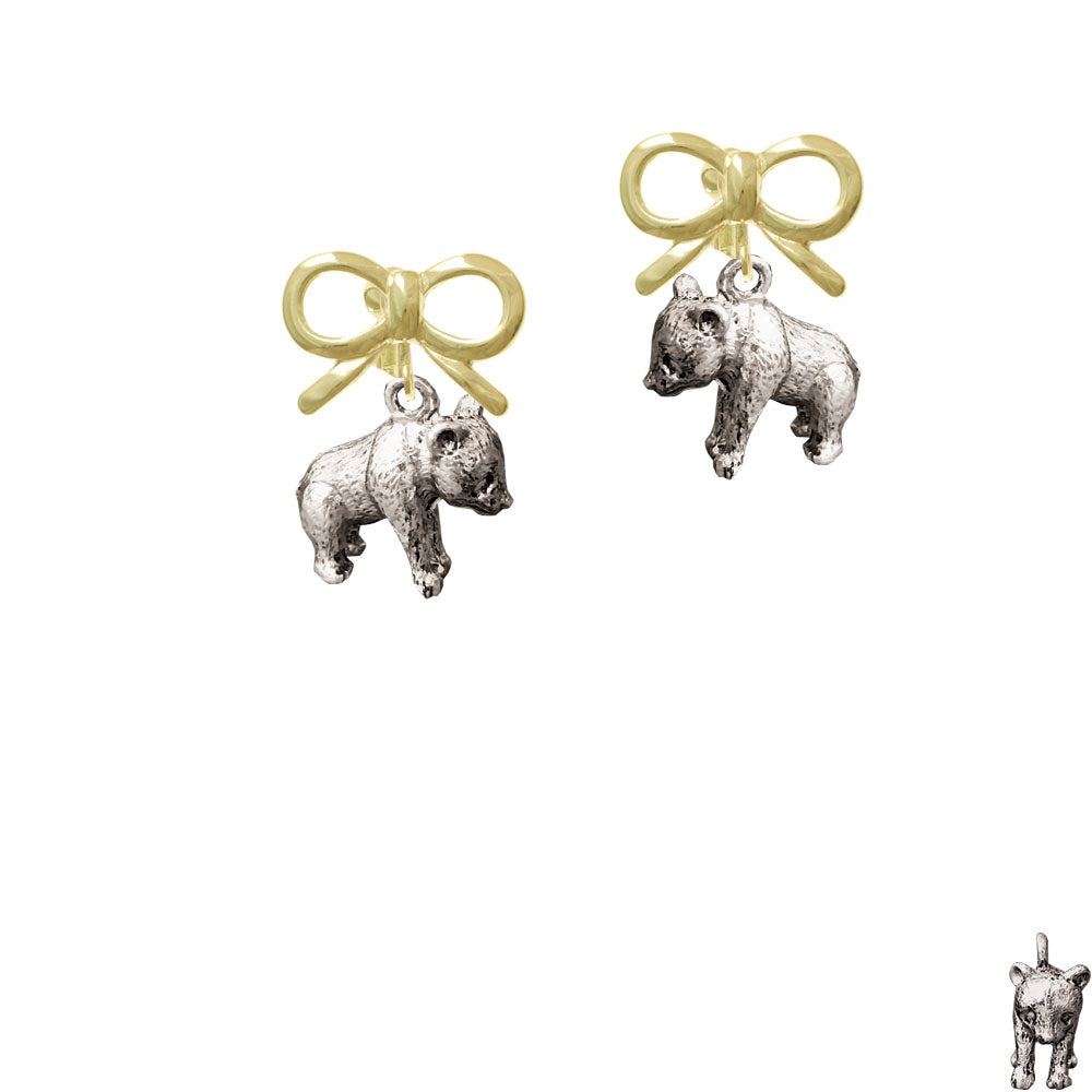 Panda Bear Standing Crystal Clip On Earrings Image 10