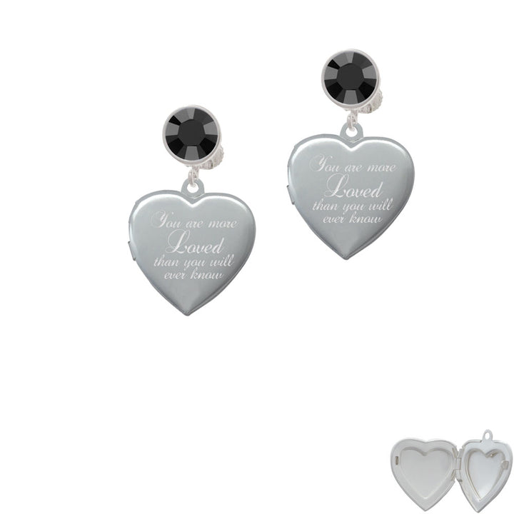 You Are More Loved Engraved Locket Crystal Clip On Earrings Image 3