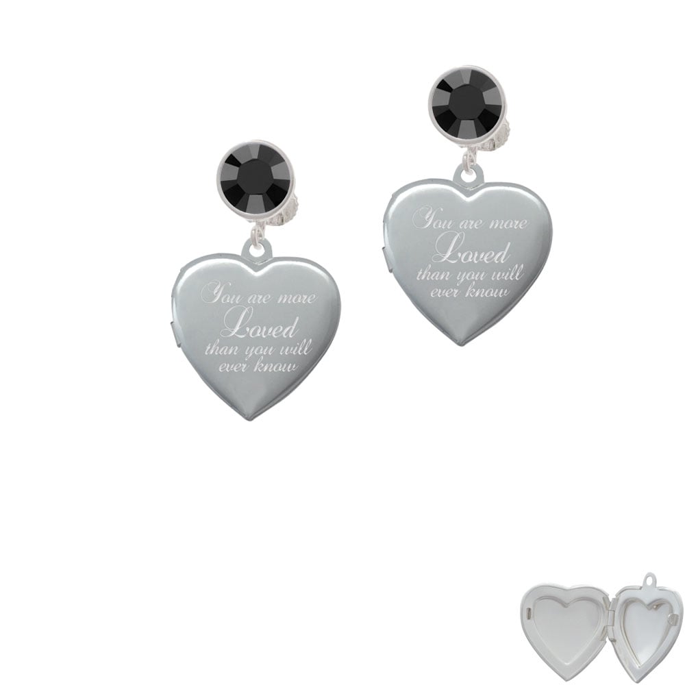 You Are More Loved Engraved Locket Crystal Clip On Earrings Image 1