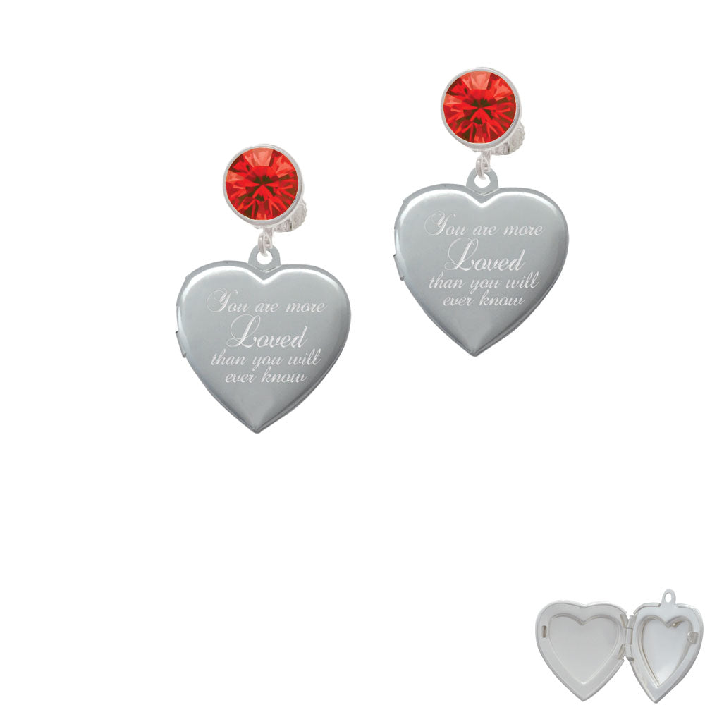 You Are More Loved Engraved Locket Crystal Clip On Earrings Image 4