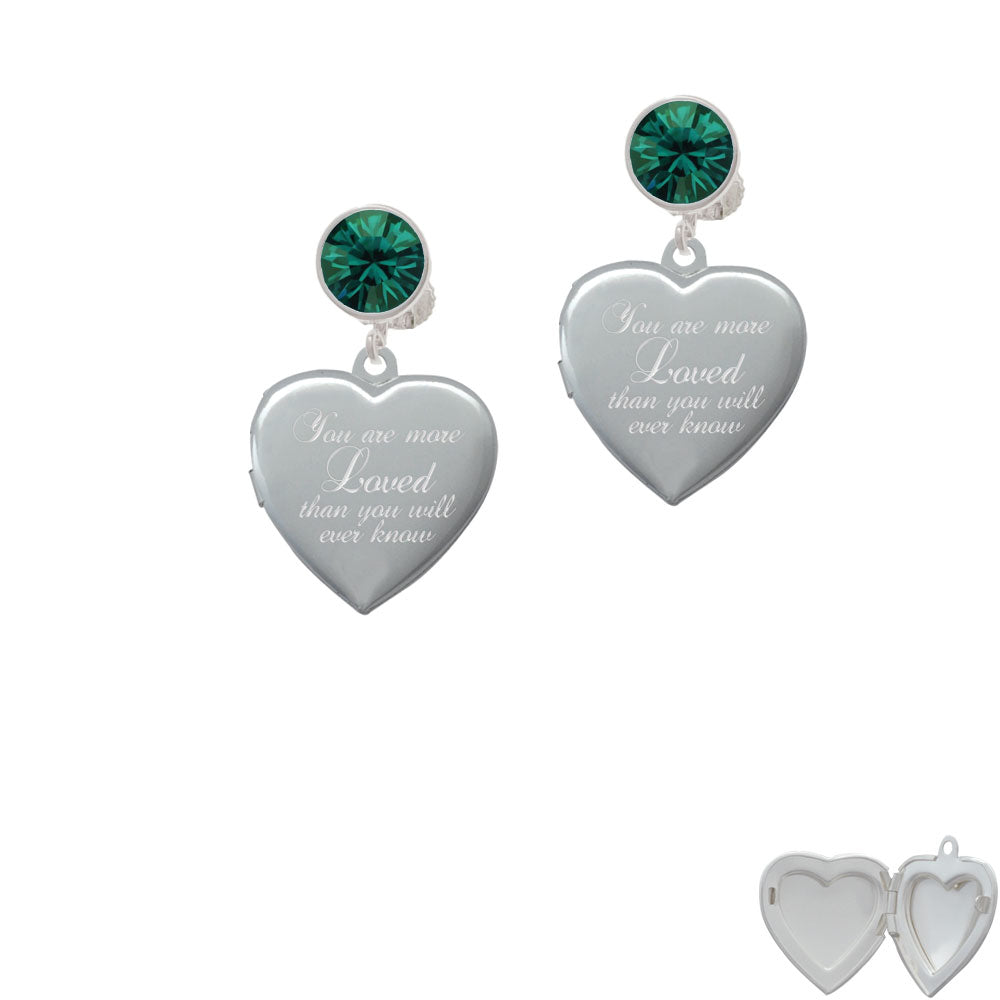 You Are More Loved Engraved Locket Crystal Clip On Earrings Image 6