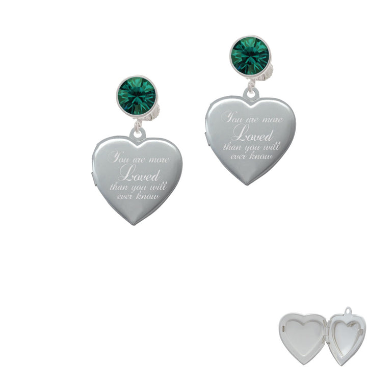 You Are More Loved Engraved Locket Crystal Clip On Earrings Image 6