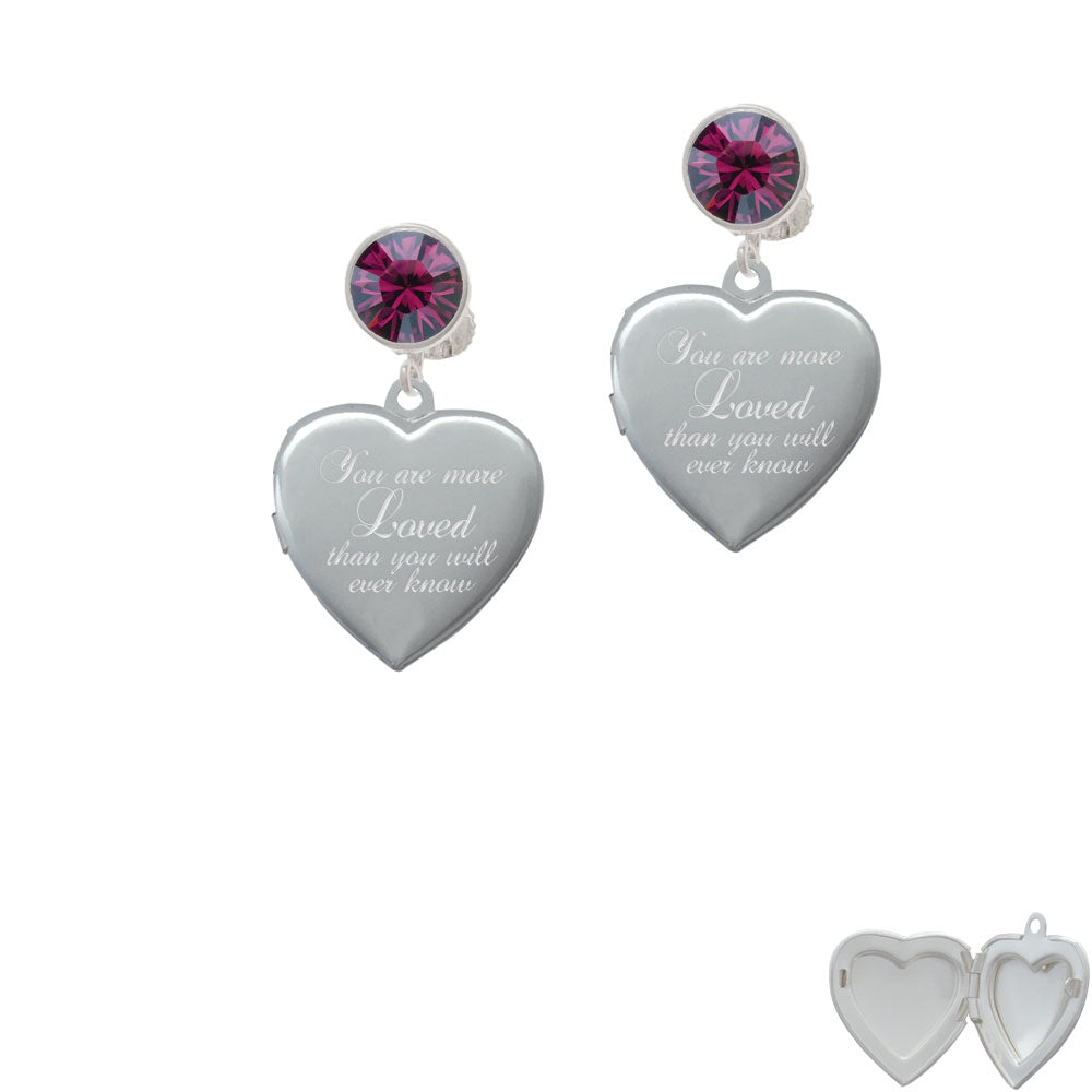 You Are More Loved Engraved Locket Crystal Clip On Earrings Image 8