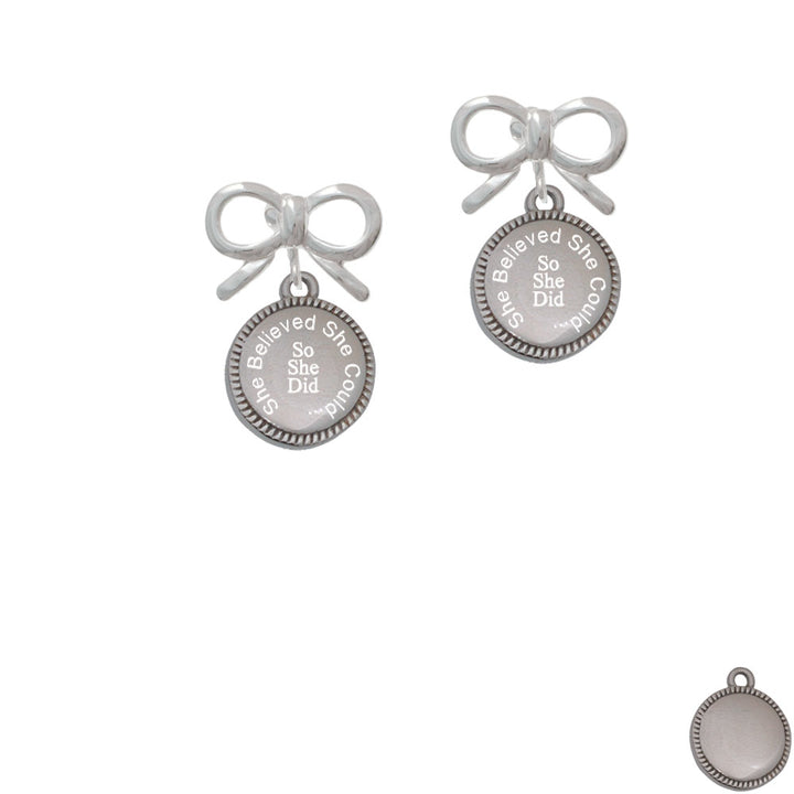 Stainless Steel She Believed She Could So She Did on Flange Crystal Clip On Earrings Image 9