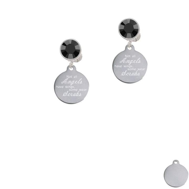 Stainless Steel Disc Angels Wear Scrubs Crystal Clip On Earrings Image 3