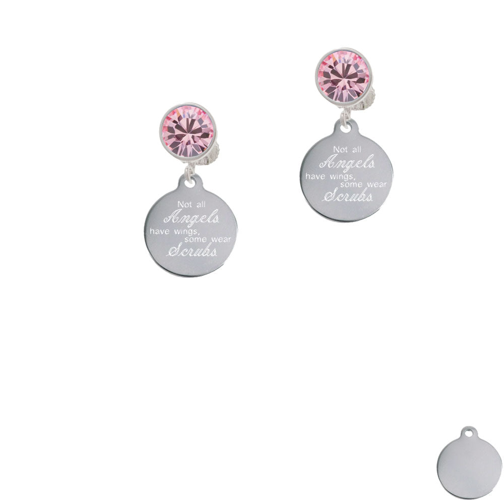 Stainless Steel Disc Angels Wear Scrubs Crystal Clip On Earrings Image 4