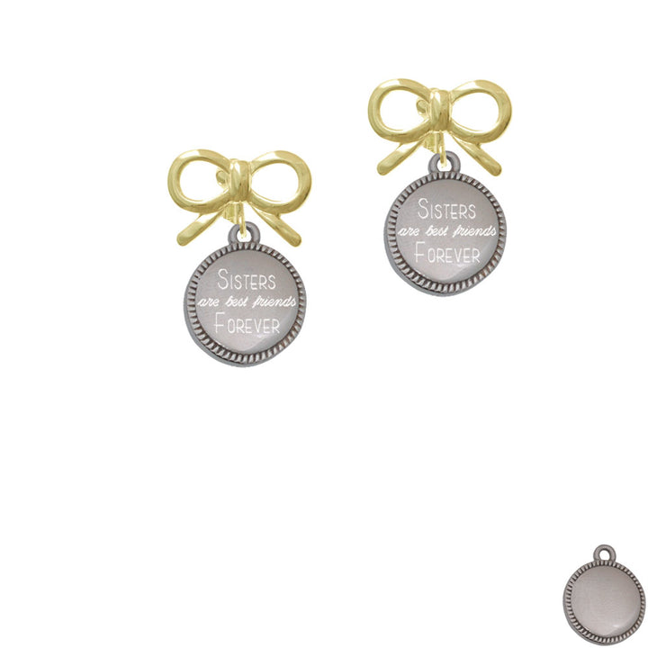 Stainless Steel Sisters are Best Friends Forever on Flange Crystal Clip On Earrings Image 10