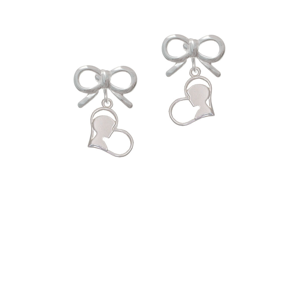 Boy Silhouette in Heart Crystal Clip On Earrings Image 9