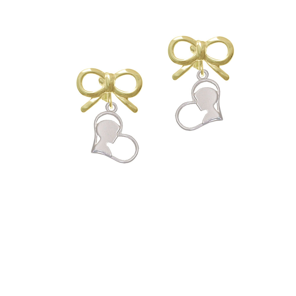 Boy Silhouette in Heart Crystal Clip On Earrings Image 10