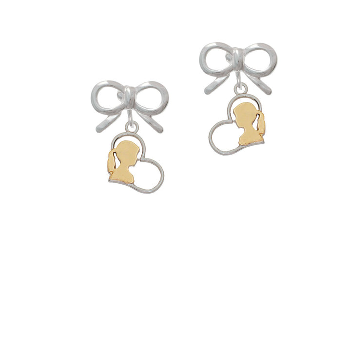 Two Tone Girl Silhouette in Heart Crystal Clip On Earrings Image 9