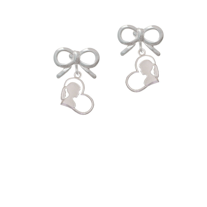 Girl Silhouette in Heart Crystal Clip On Earrings Image 9