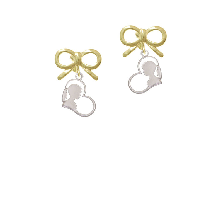 Girl Silhouette in Heart Crystal Clip On Earrings Image 10