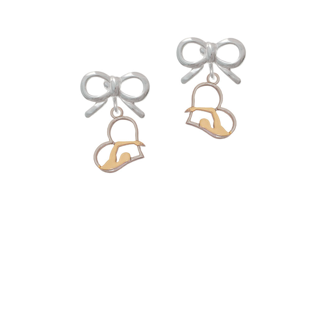 Two Tone Swimmer in Heart Crystal Clip On Earrings Image 9