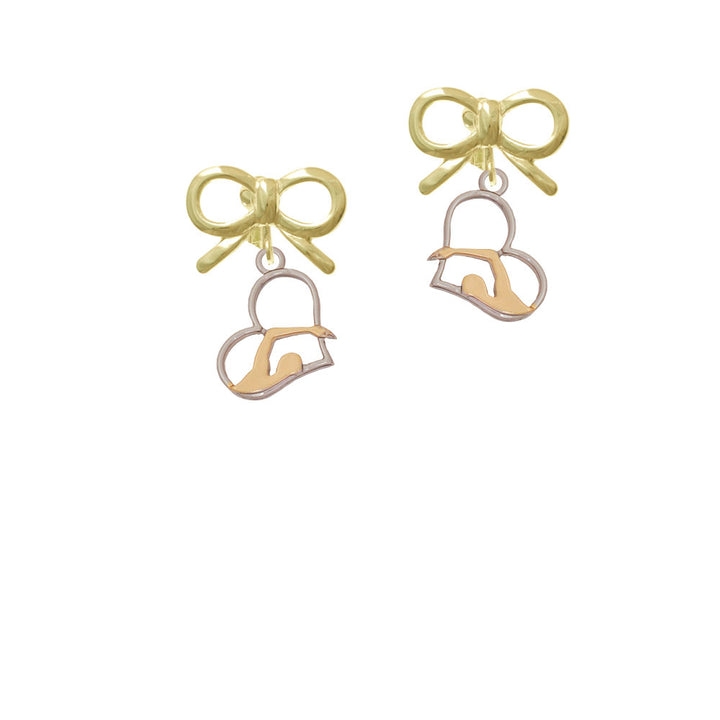 Two Tone Swimmer in Heart Crystal Clip On Earrings Image 10