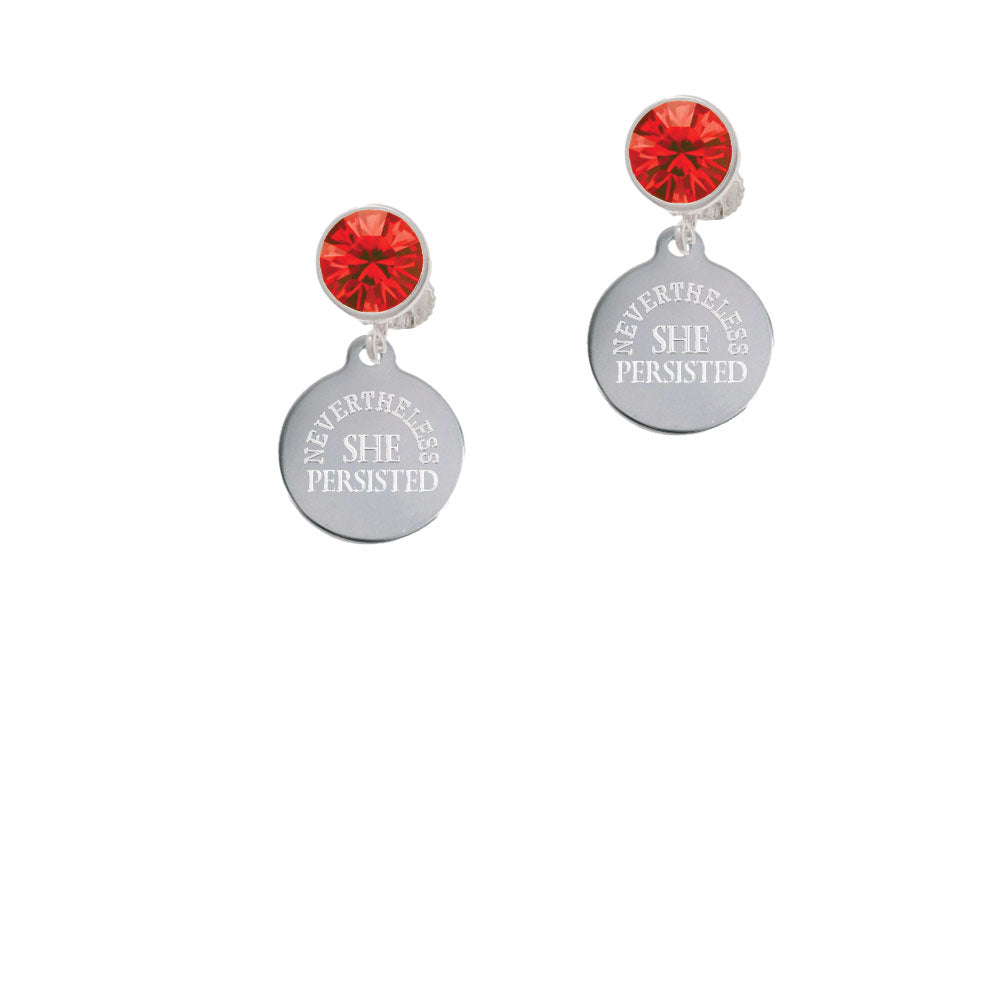 Engraved Nevertheless She Persisted Crystal Clip On Earrings Image 4