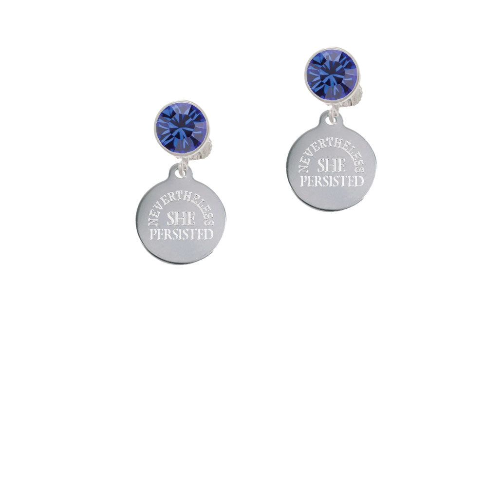 Engraved Nevertheless She Persisted Crystal Clip On Earrings Image 7