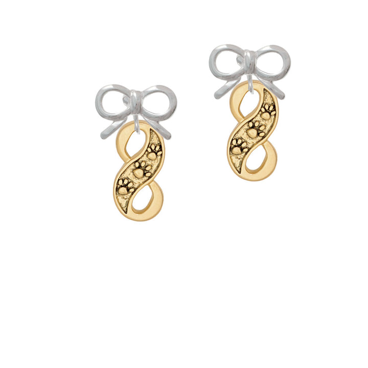 Gold Tone Paw Prints Infinity Crystal Clip On Earrings Image 9