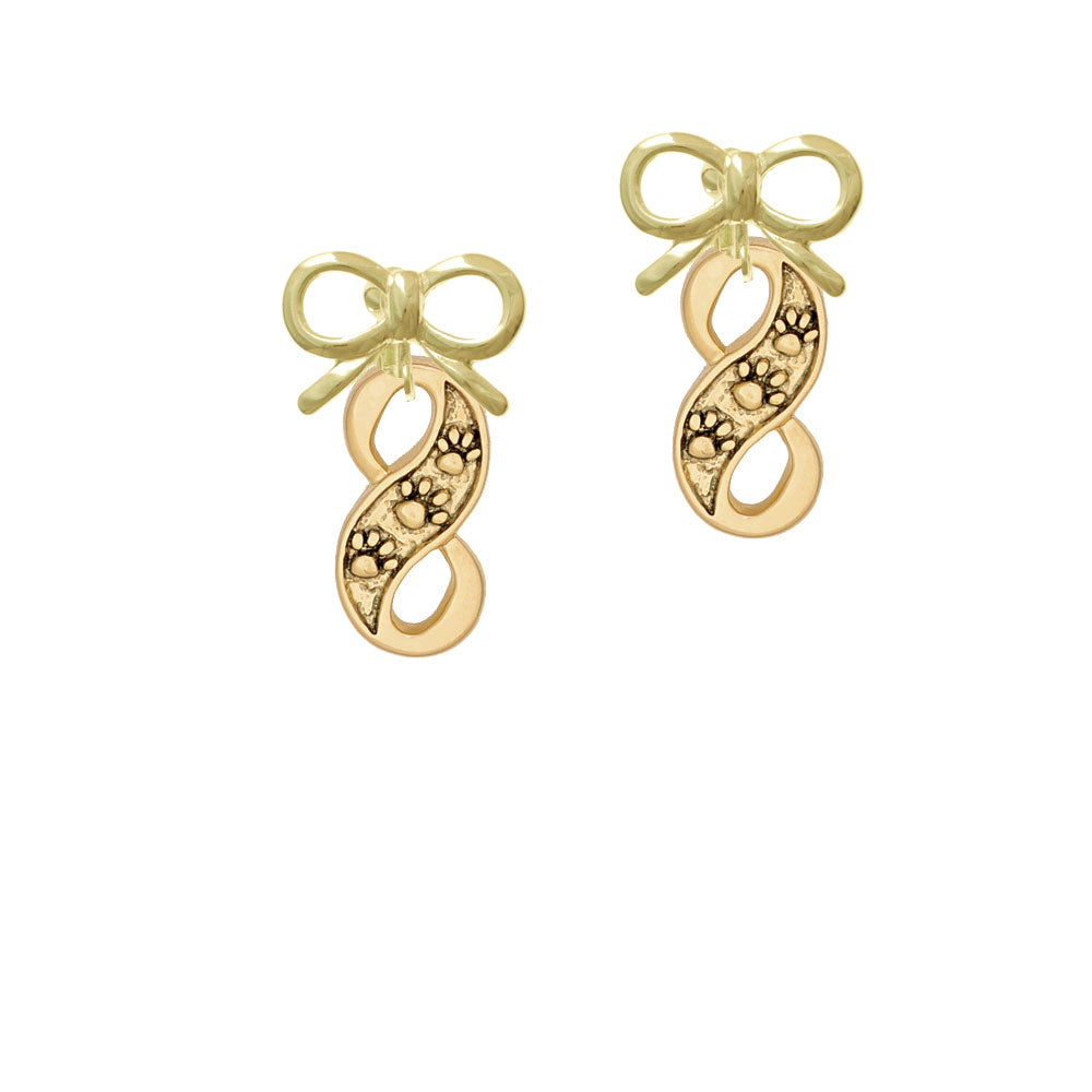 Gold Tone Paw Prints Infinity Crystal Clip On Earrings Image 10