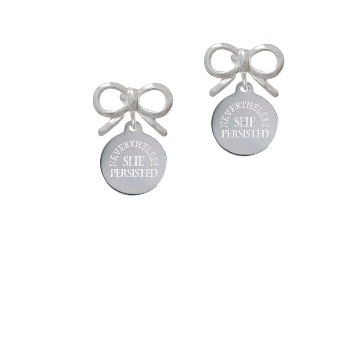 Engraved Nevertheless She Persisted Crystal Clip On Earrings Image 9