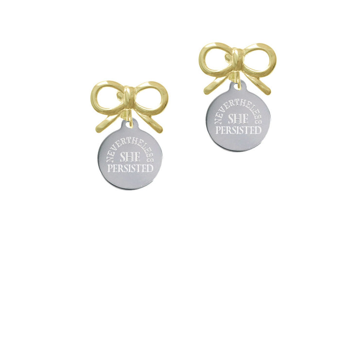 Engraved Nevertheless She Persisted Crystal Clip On Earrings Image 10