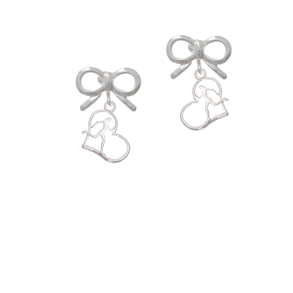 Two Tone Runner Silhouette in Heart Crystal Clip On Earrings Image 9