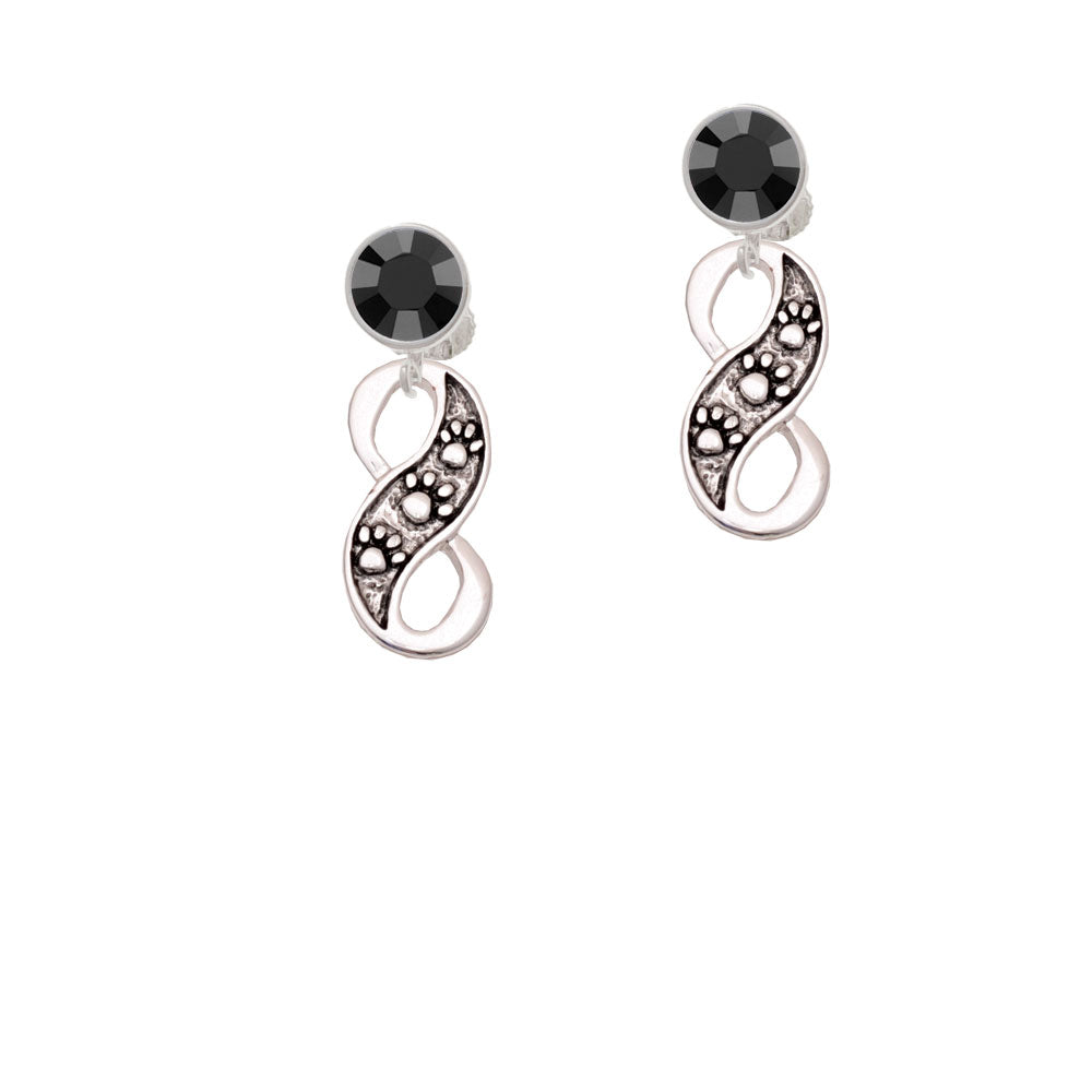 Paw Prints Infinity Crystal Clip On Earrings Image 3