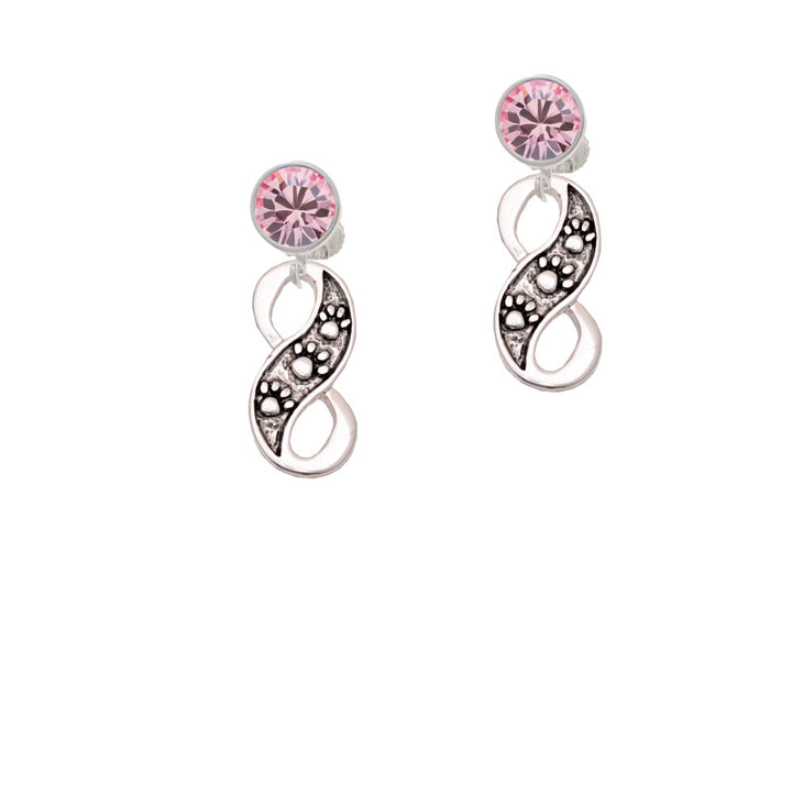 Paw Prints Infinity Crystal Clip On Earrings Image 4