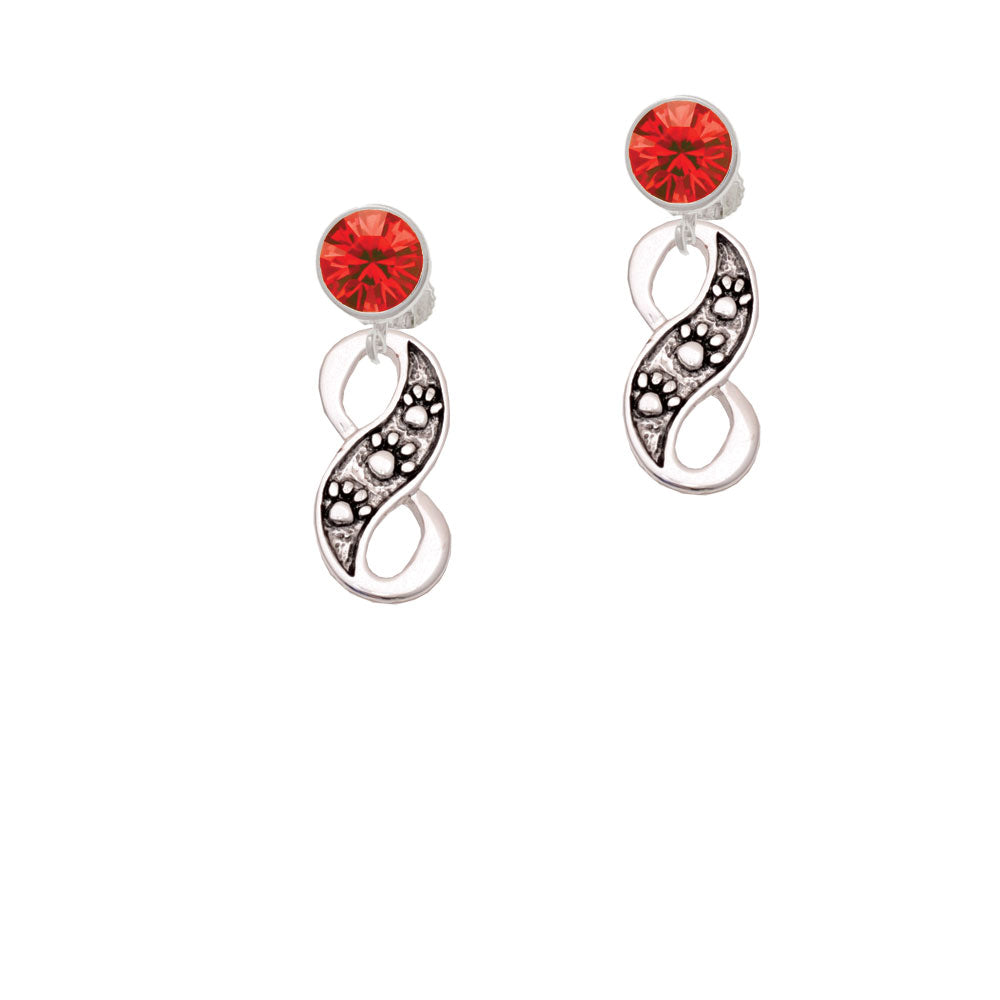 Paw Prints Infinity Crystal Clip On Earrings Image 4