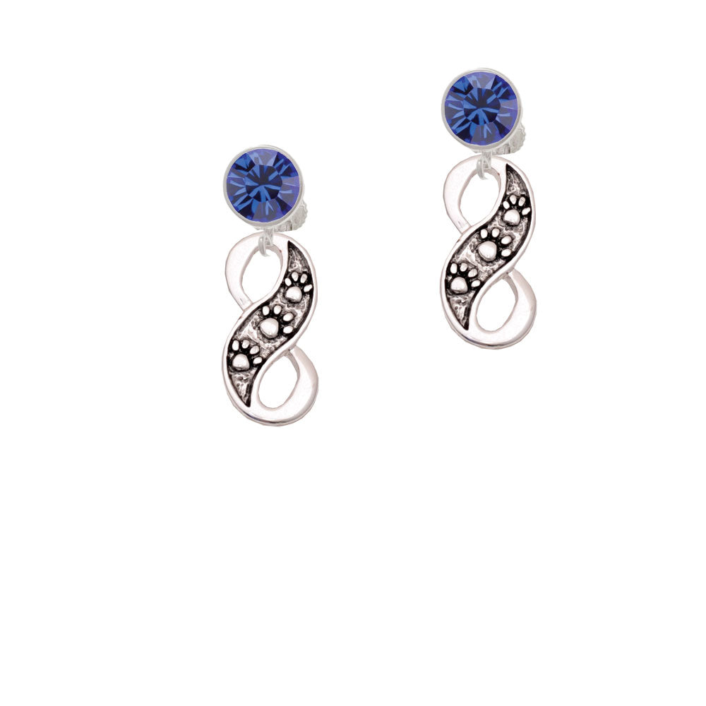 Paw Prints Infinity Crystal Clip On Earrings Image 7