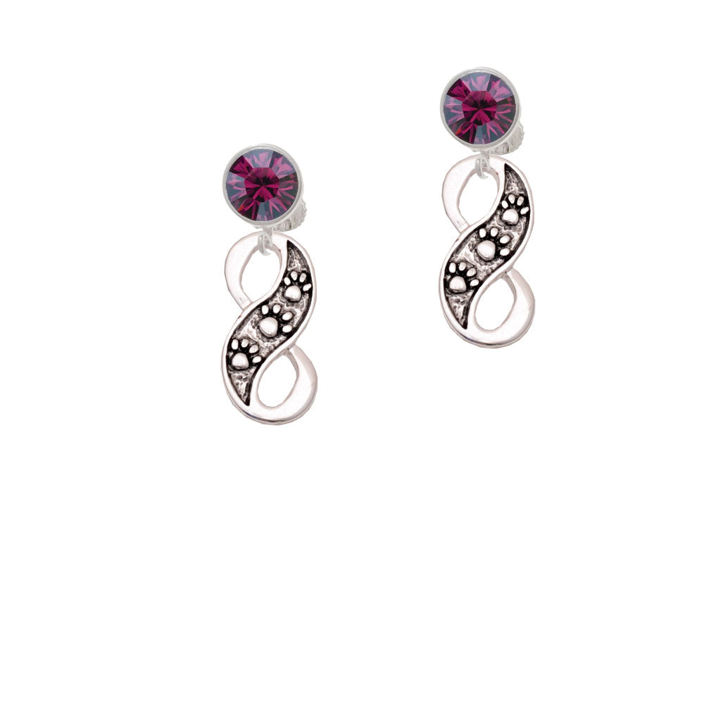 Paw Prints Infinity Crystal Clip On Earrings Image 8