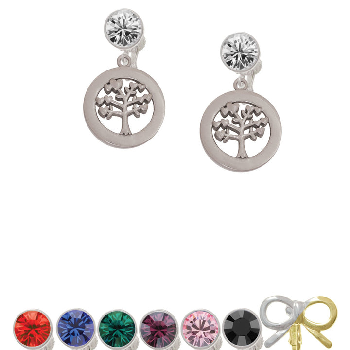 Tree of Life in Blank Eternity Ring Crystal Clip On Earrings Image 1