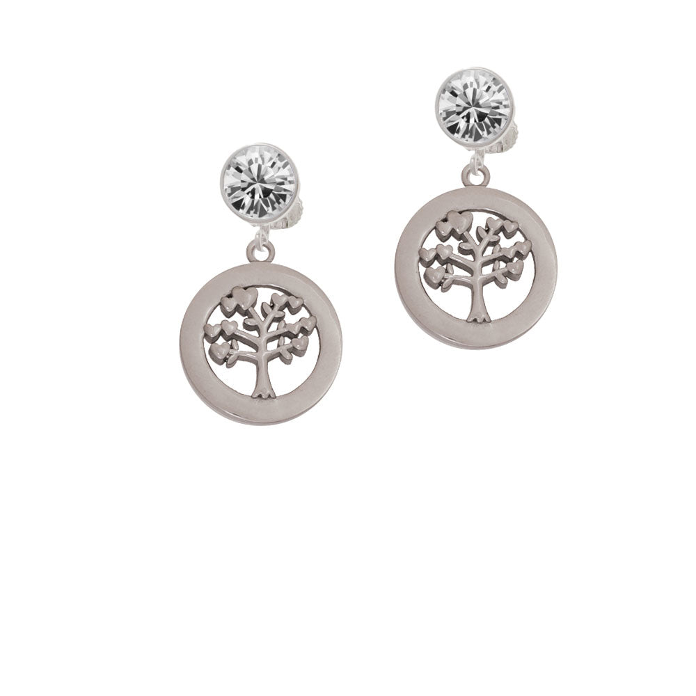 Tree of Life in Blank Eternity Ring Crystal Clip On Earrings Image 2