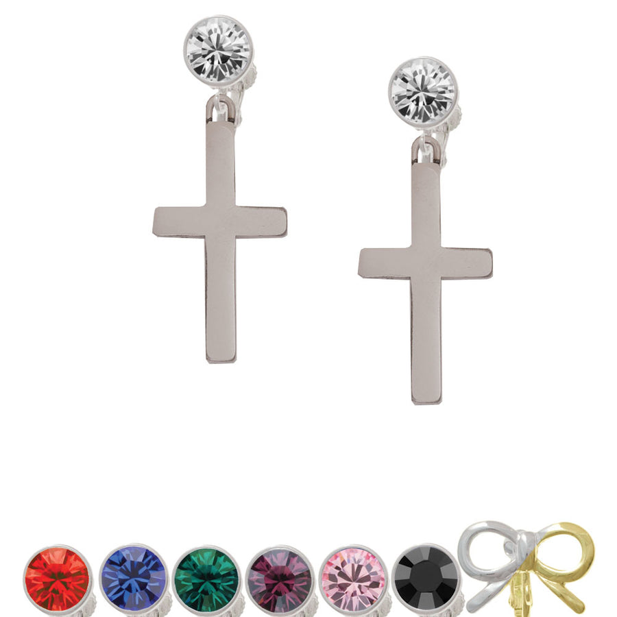 17mm Blank Thin Disc Crystal Clip On Earrings Image 1