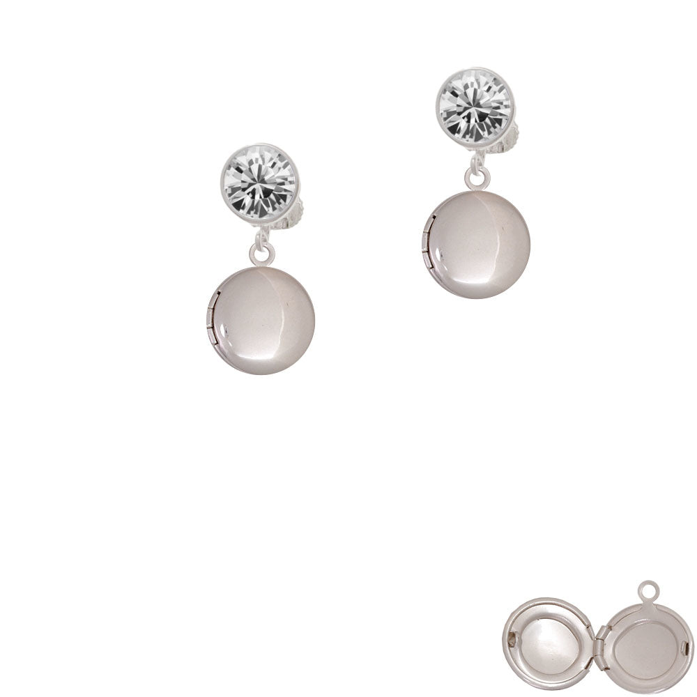 13.5mm Round Locket - Blank Crystal Clip On Earrings Image 2