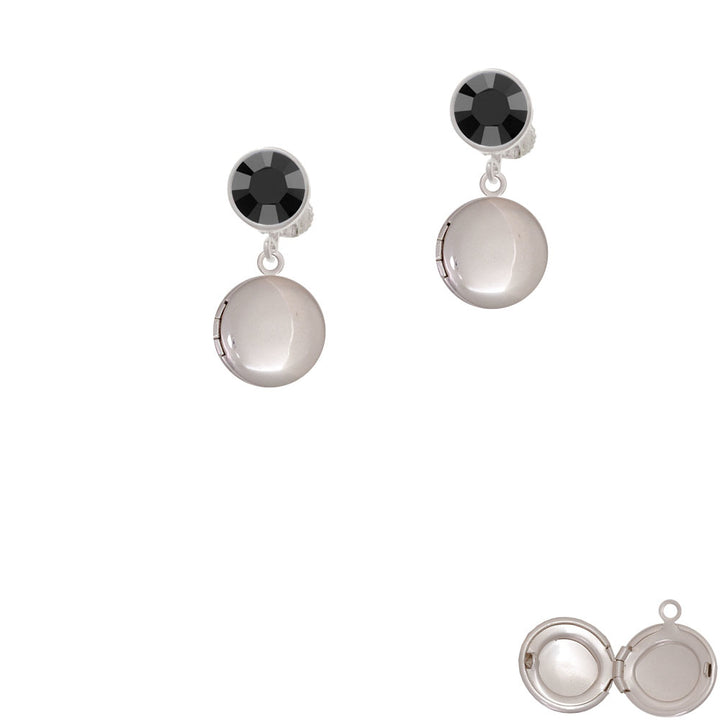 13.5mm Round Locket - Blank Crystal Clip On Earrings Image 3