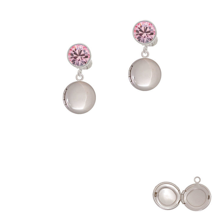 13.5mm Round Locket - Blank Crystal Clip On Earrings Image 4